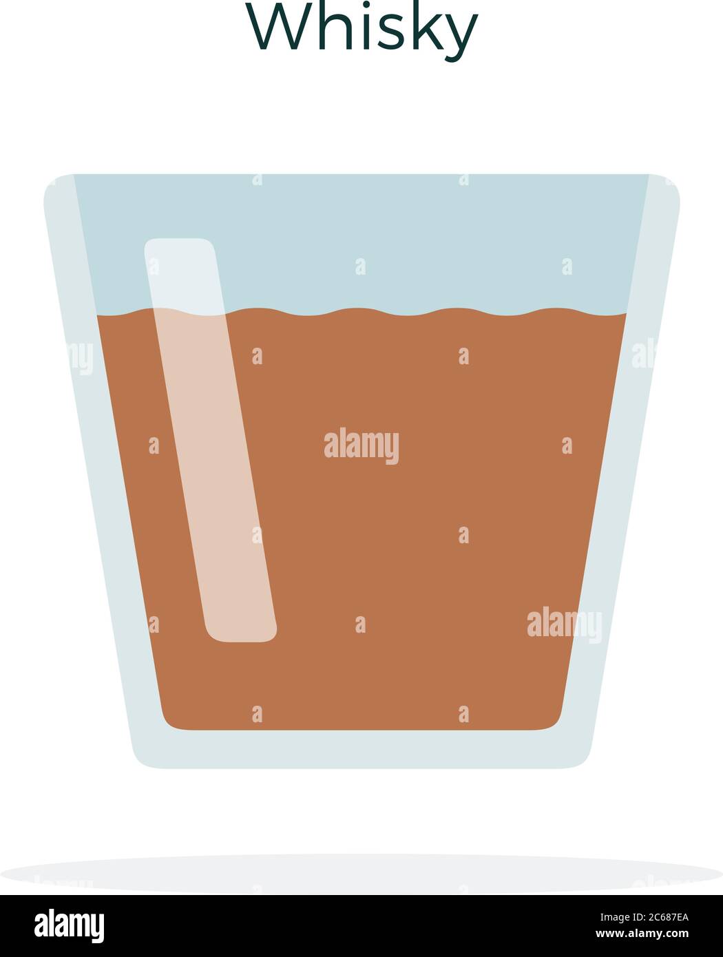 Whisky dans un vecteur en verre plat isolé Illustration de Vecteur