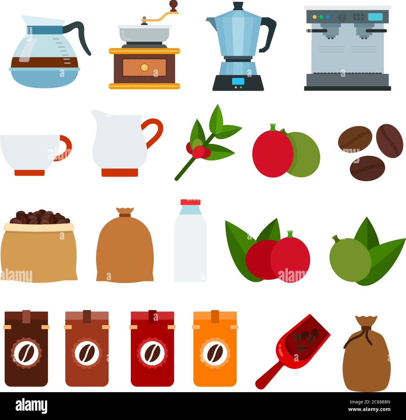 Ensemble de symboles de boisson à café à vecteur plat Illustration de Vecteur