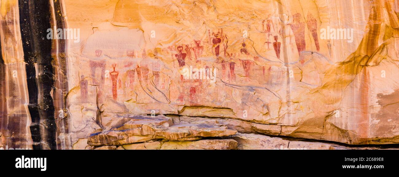 Gros plan sur le rocher avec des peintures à Sego Canyon, Thompson Springs, Utah, États-Unis Banque D'Images
