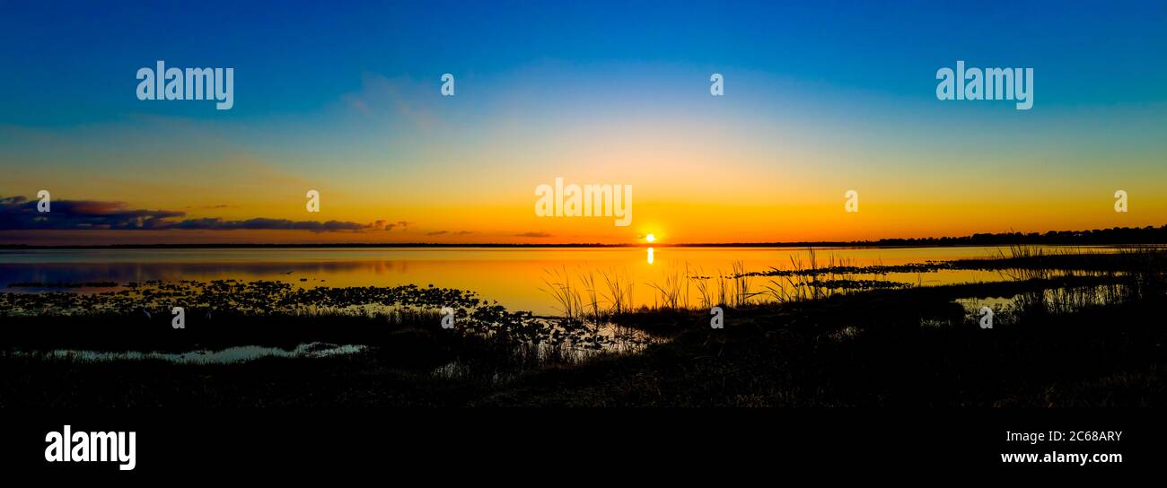 Lac Pierce au lever du soleil, lac Wales, Floride, États-Unis Banque D'Images