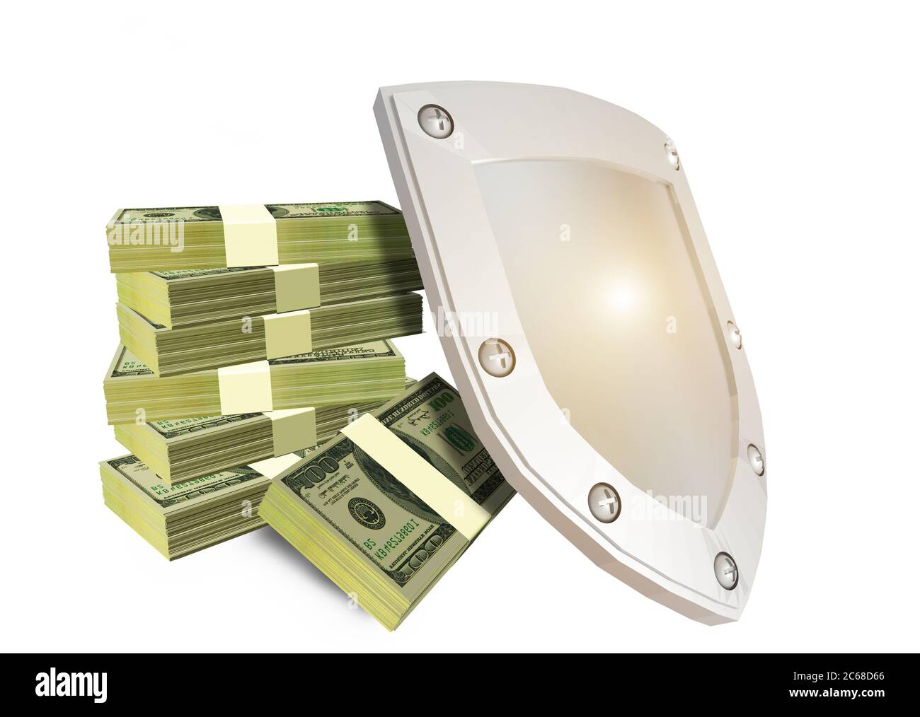 les investissements de dollars d'argent protègent protection sécurité assurance bouclier - rendu 3d Banque D'Images