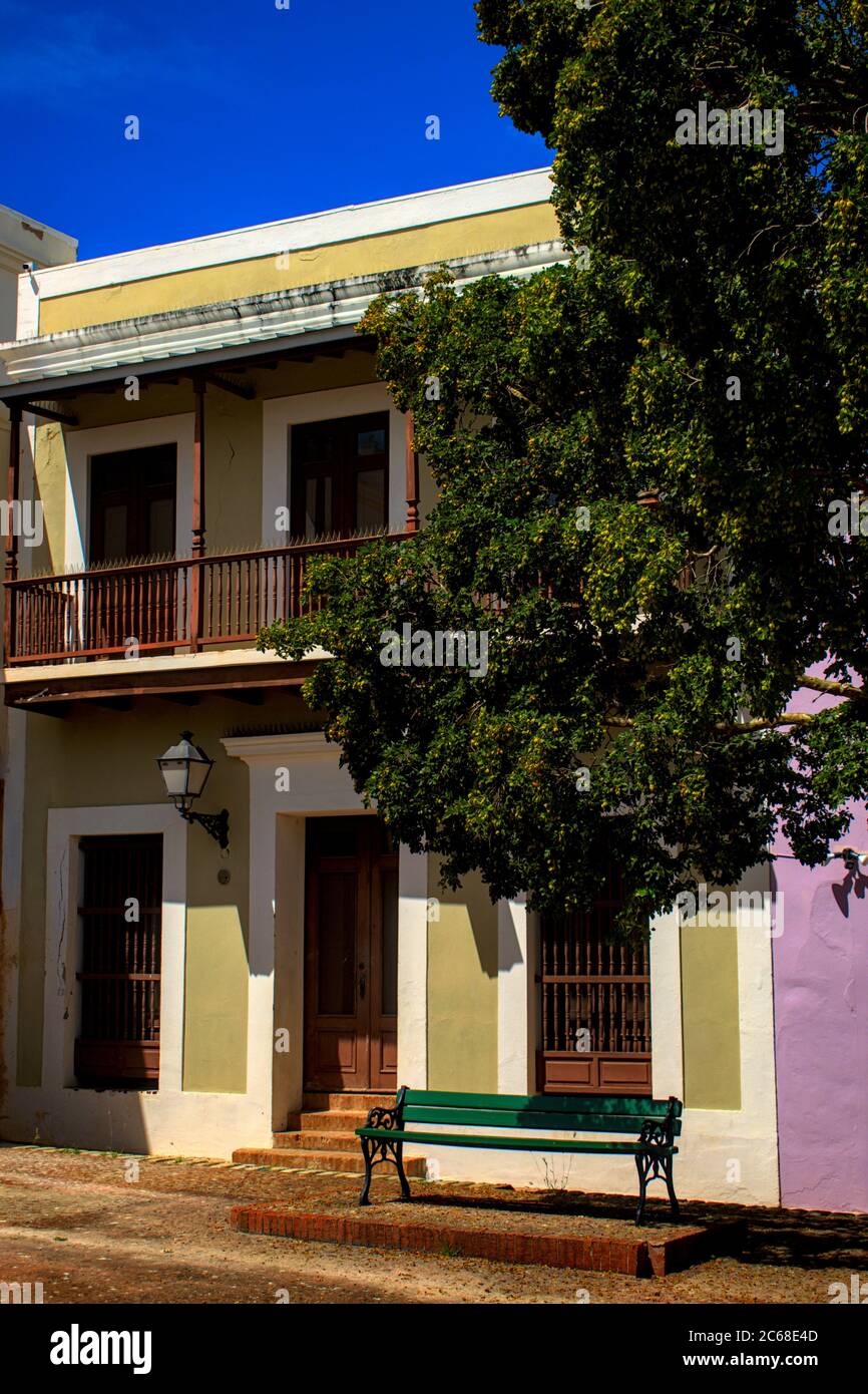 Vieux San Juan, près de la statue de Juan Ponce de Leon Banque D'Images