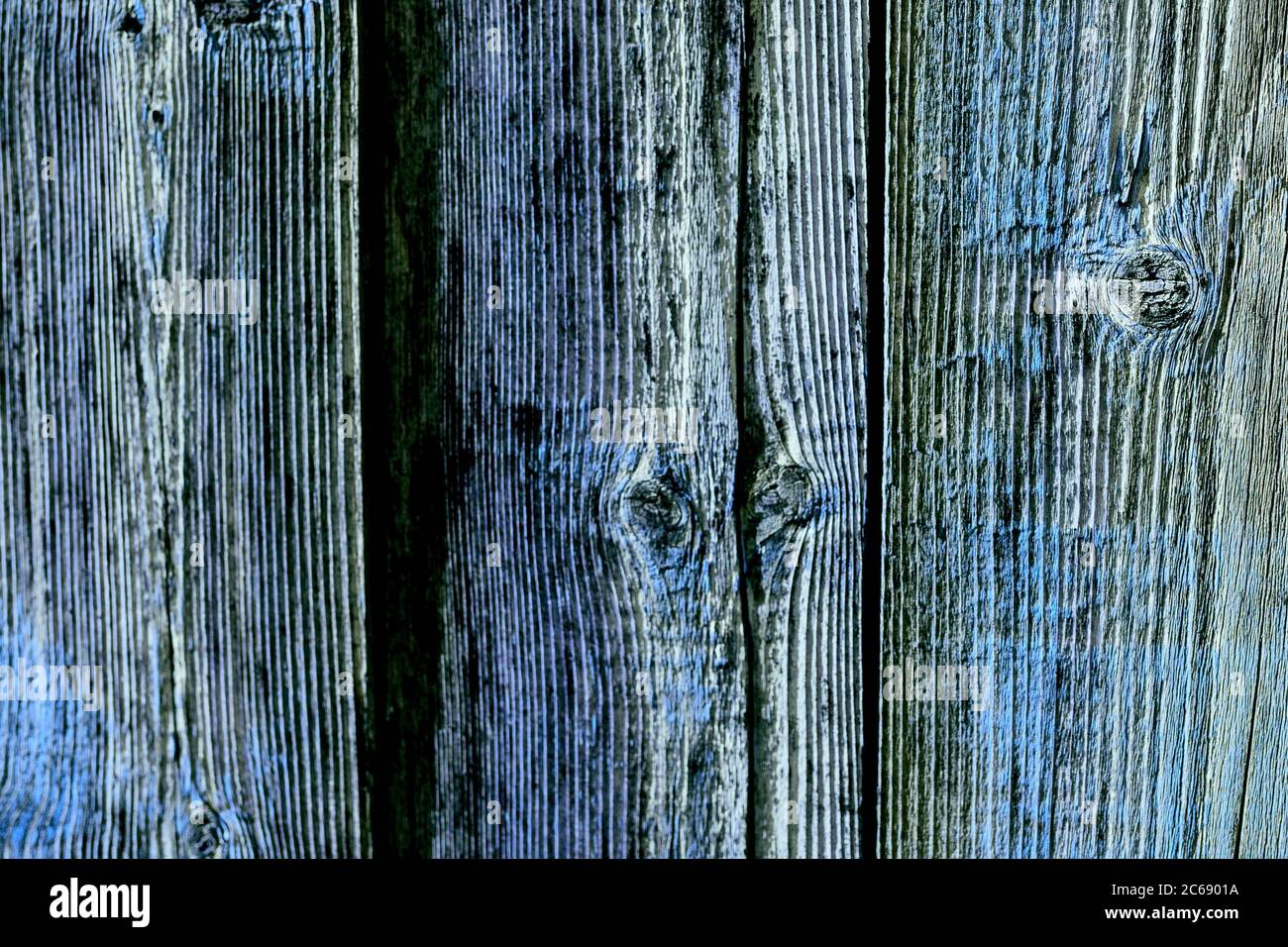 Clôture en bois bleu vieilli. Espace pour le texte. Banque D'Images