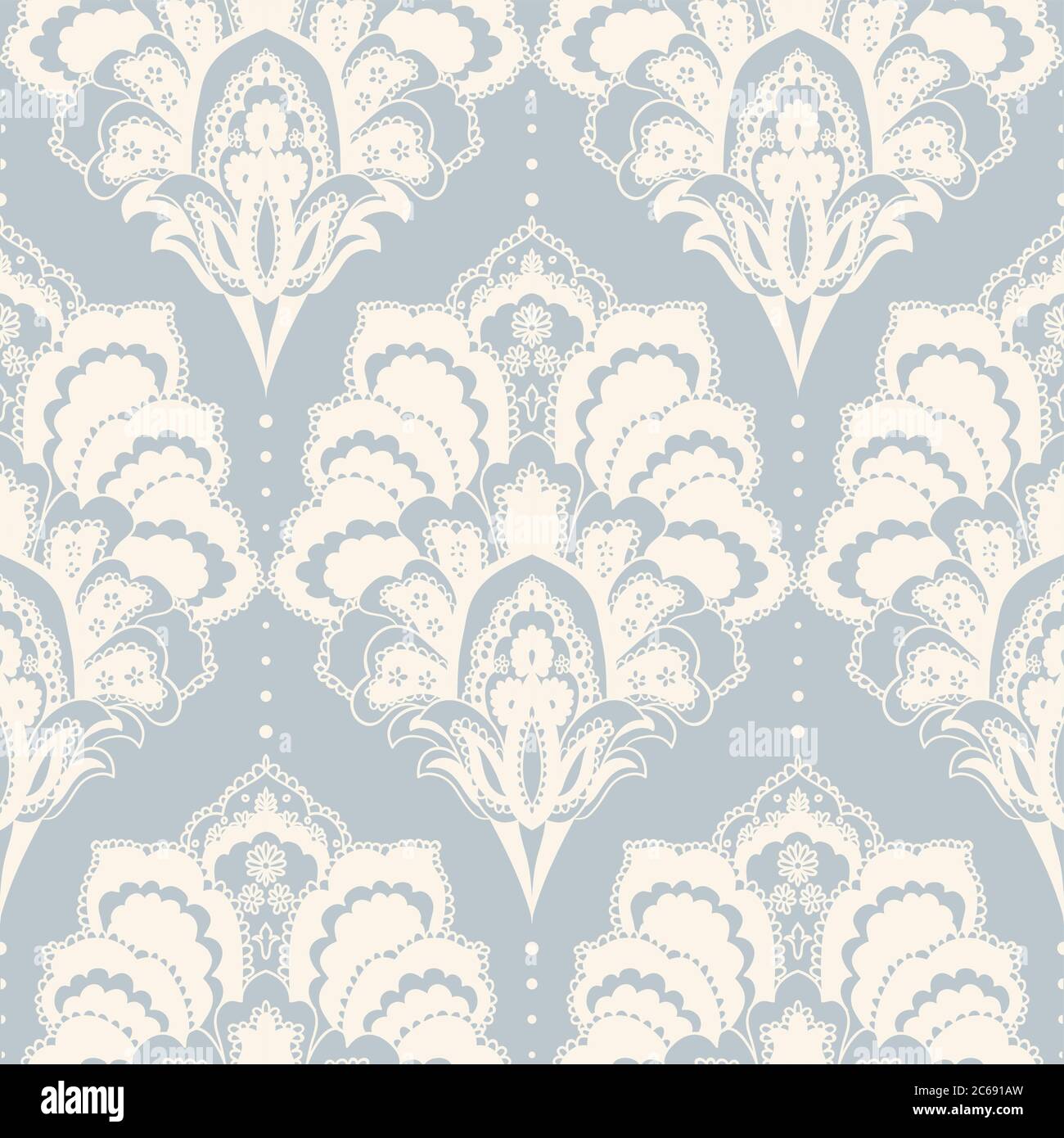 Motif damassé sans coutures vintage. Fond floral dessiné à la main. Papier peint de style victorien. Islam, arabe, Indien, motif ottoman. Illustration vectorielle Illustration de Vecteur