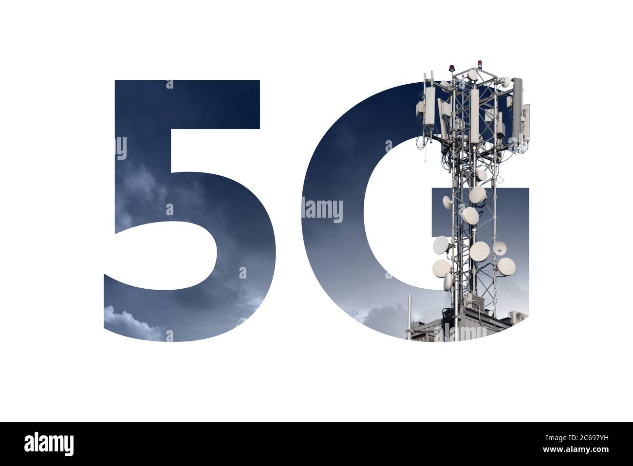 Symbole de réseau émetteur en 5G Banque D'Images