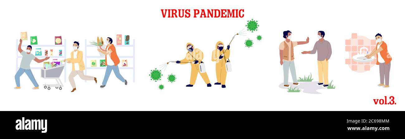 Mesures préventives contre la pandémie du virus Corona, illustration à isolement à plat du vecteur Illustration de Vecteur