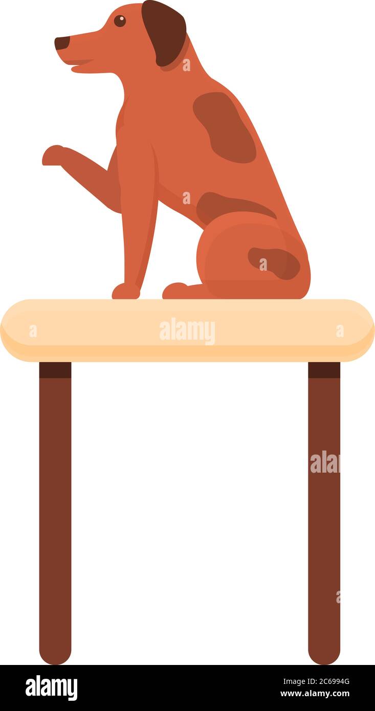 Icône de la table de l'accessoire de chien. Dessin animé de chien sur  l'icône de vecteur de table de groomer pour la conception de Web isolée sur  fond blanc Image Vectorielle Stock -