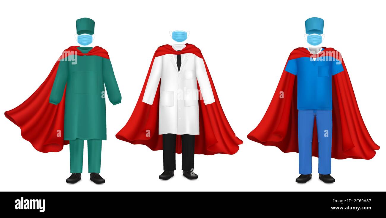 Corona virus pandémie médecin super héros ensemble, vecteur plat illustration Illustration de Vecteur