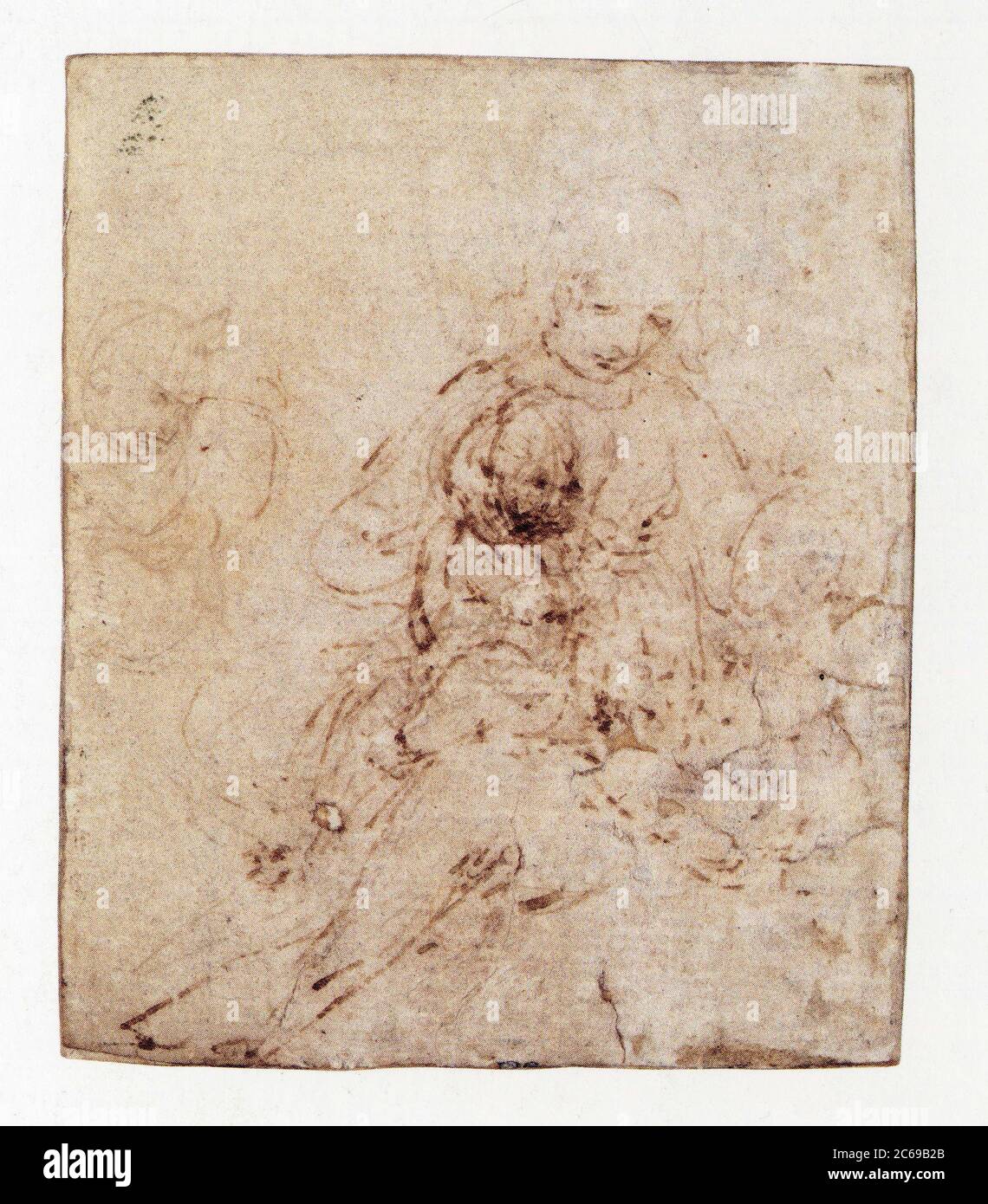 LÉONARD DE VINCI. LA VIERGE ASSISE, AVEC L'ENFANT ET SAINT JEAN BAPTISTE Banque D'Images