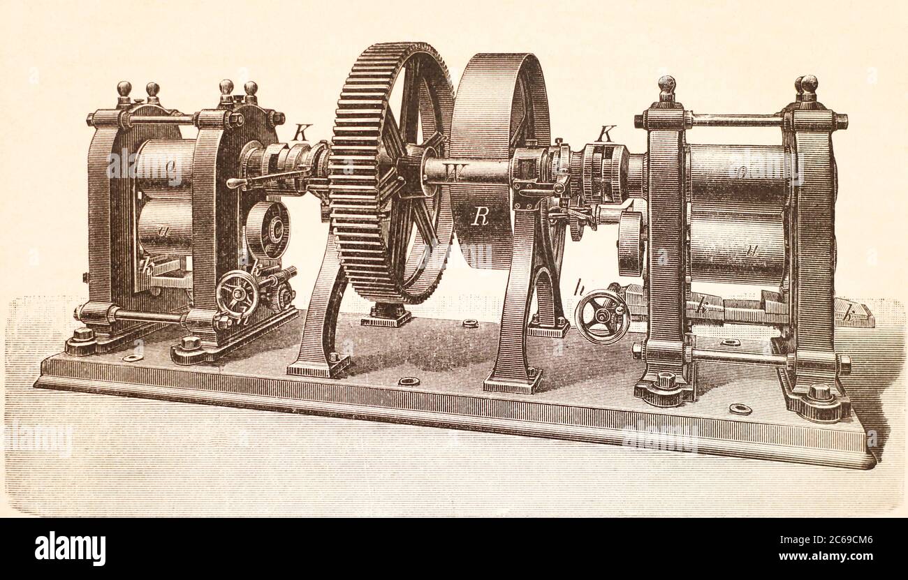Rouleaux - un outil pour faire des pièces. Gravure du XIXe siècle. Banque D'Images