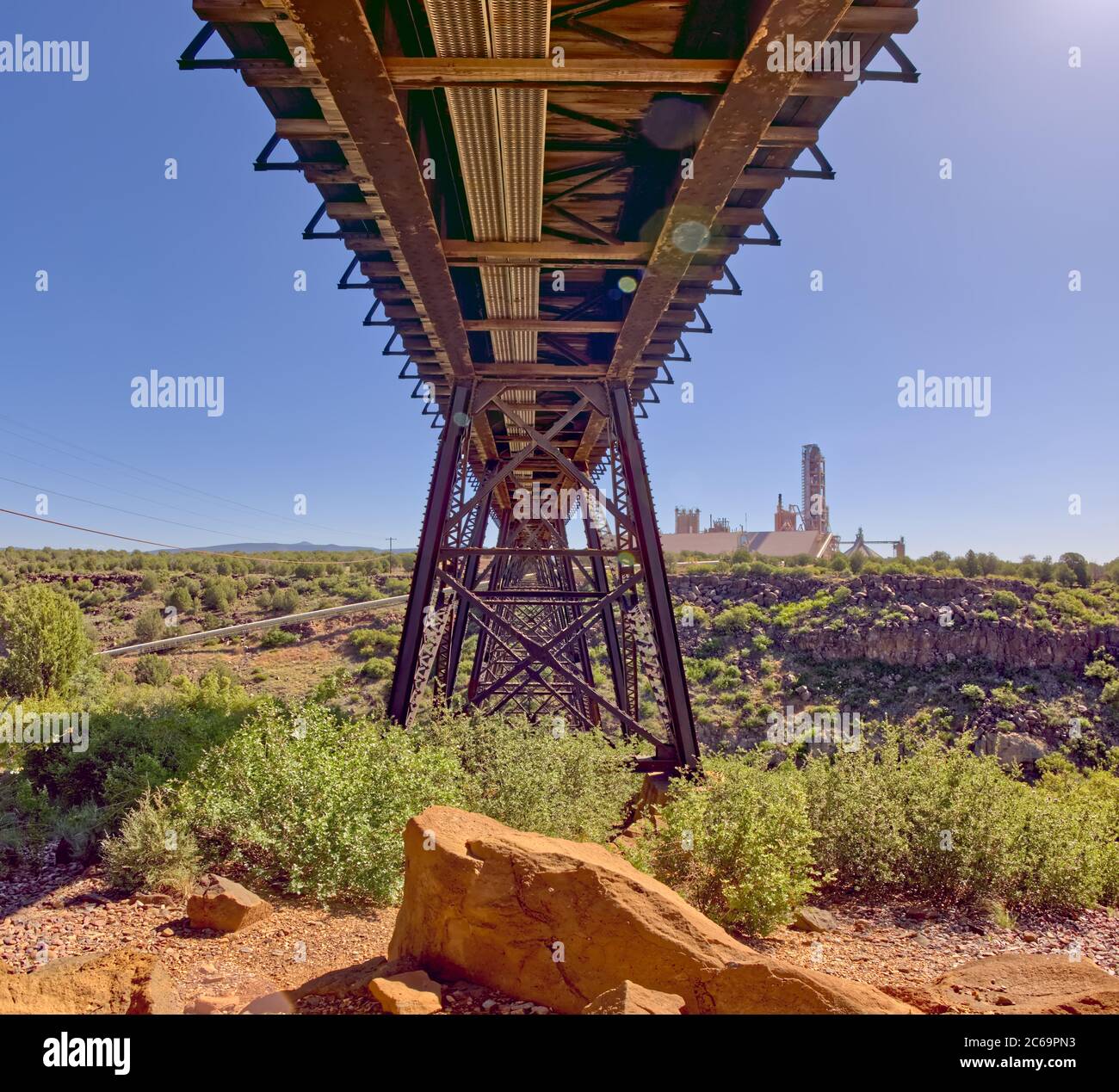 Chemin de fer Bridge au-dessus de Hell Canyon, Drake, Arizona, États-Unis Banque D'Images