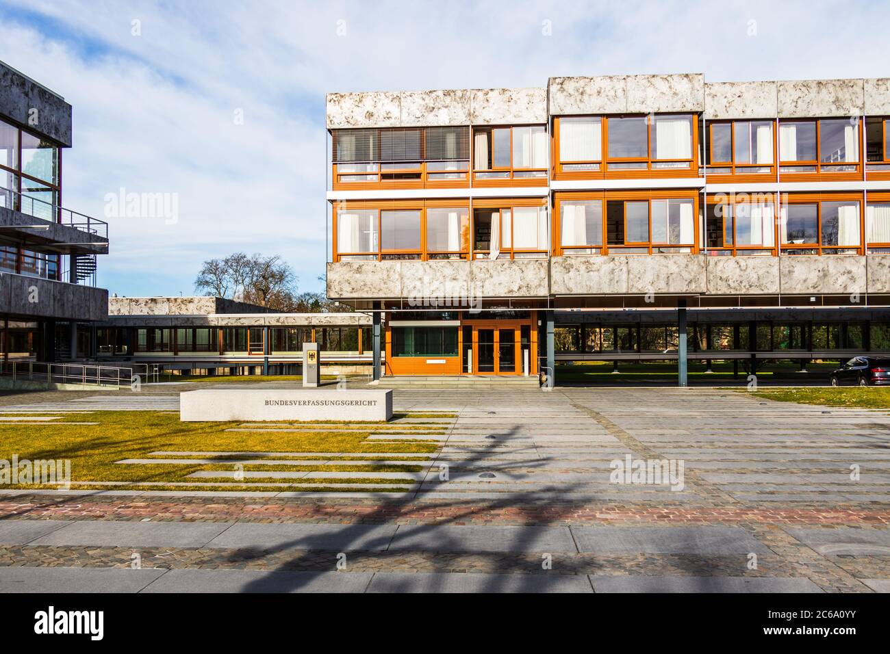 Bâtiments d'entrée de la Cour fédérale de justice d'Allemagne, Bundesverfassungsgericht, BGH. Karlsruhe, Bade-Wurtemberg Banque D'Images