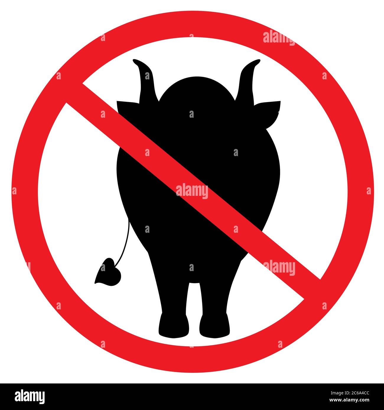 Signe d'interdiction pour les cornes. Un taureau et une vache ne sont pas autorisés. Le noir est fort. Panneau d'interdiction. Non. Vecteur Illustration de Vecteur