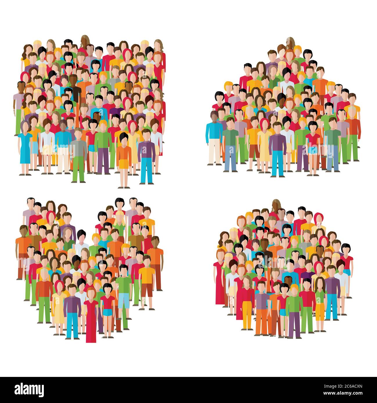 illustration plate de la communauté masculine avec une foule de gars et d'hommes Illustration de Vecteur