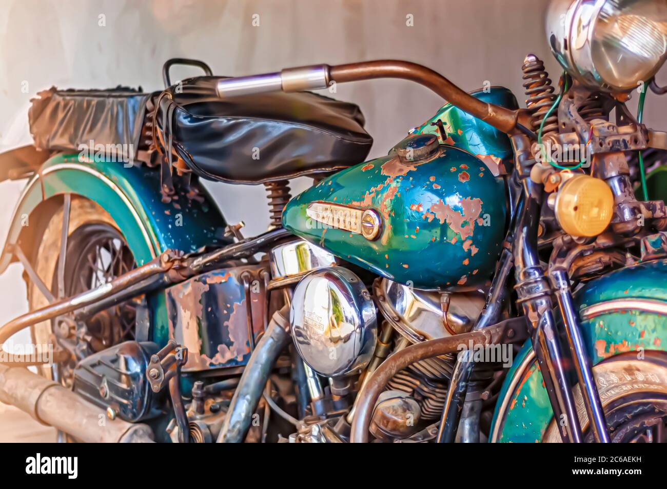 Vintage harley davidson motorcycle Banque de photographies et d’images ...