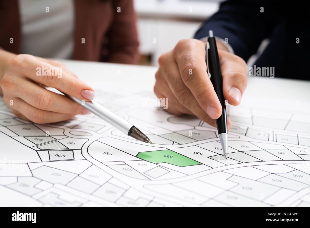 Carte du cadastre. Cartographe Localisation tracé de bâtiment Banque D'Images