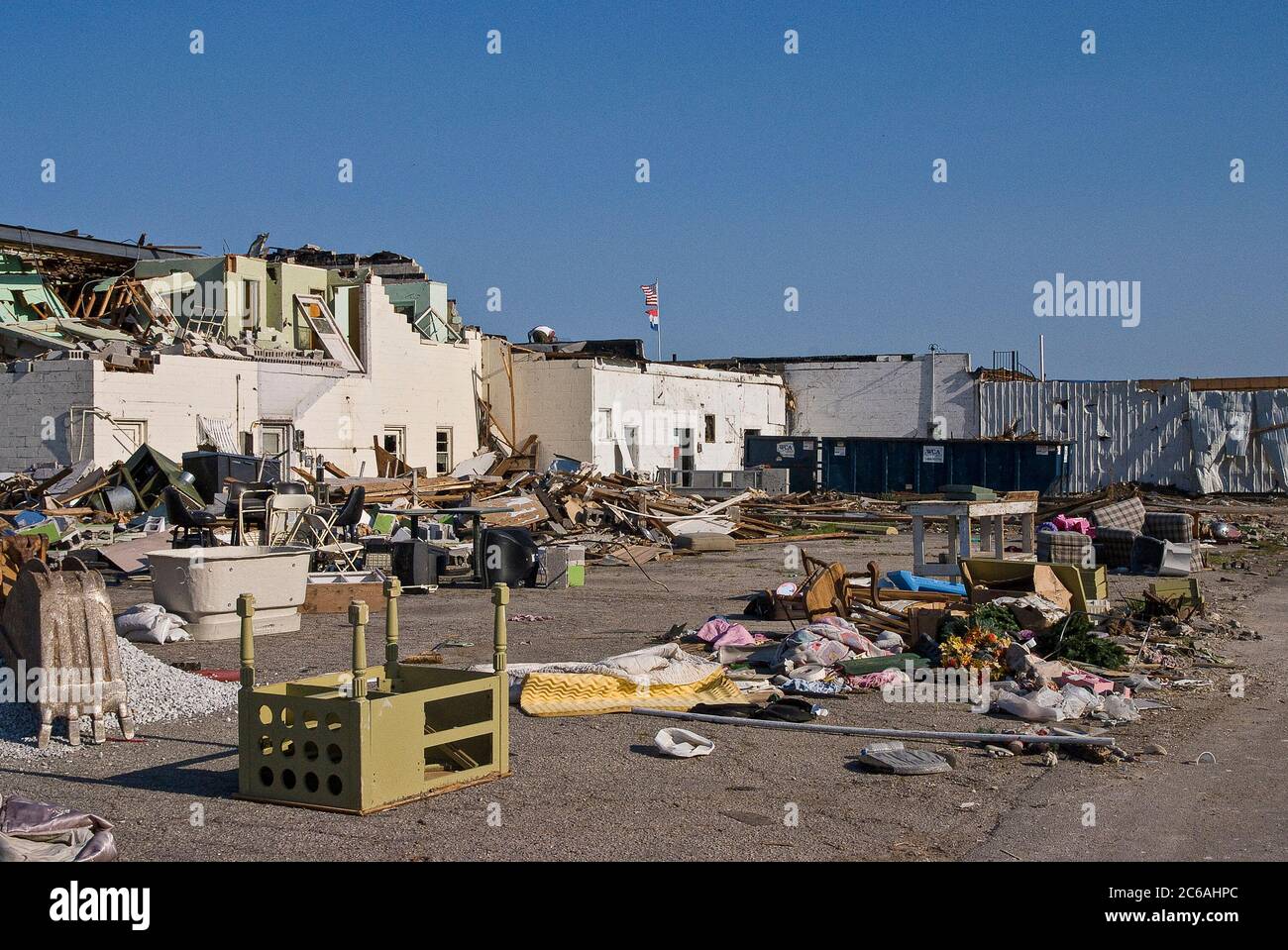 Les dégâts causés à Joplin, Missouri, après une tornade a frappé la ville en 2011. Banque D'Images