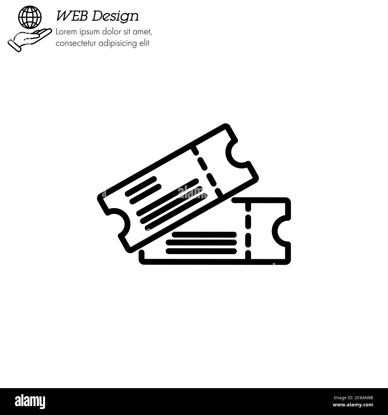 ligne fine de l'icône de ticket, linéaire, contour. Signe simple, logo. Illustration de Vecteur