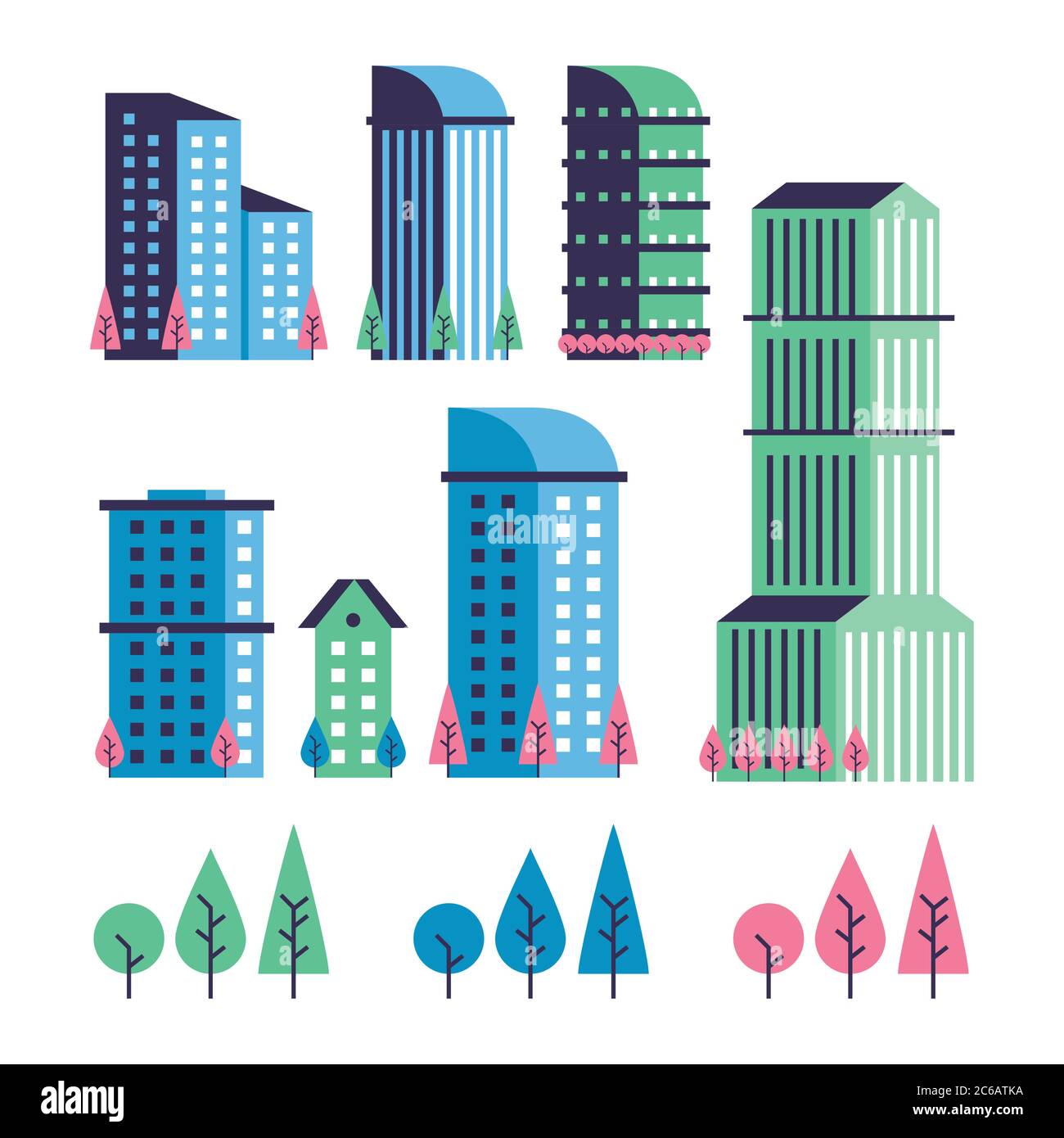 ville jeu de scènes minimal icônes dessin vectoriel Illustration de Vecteur