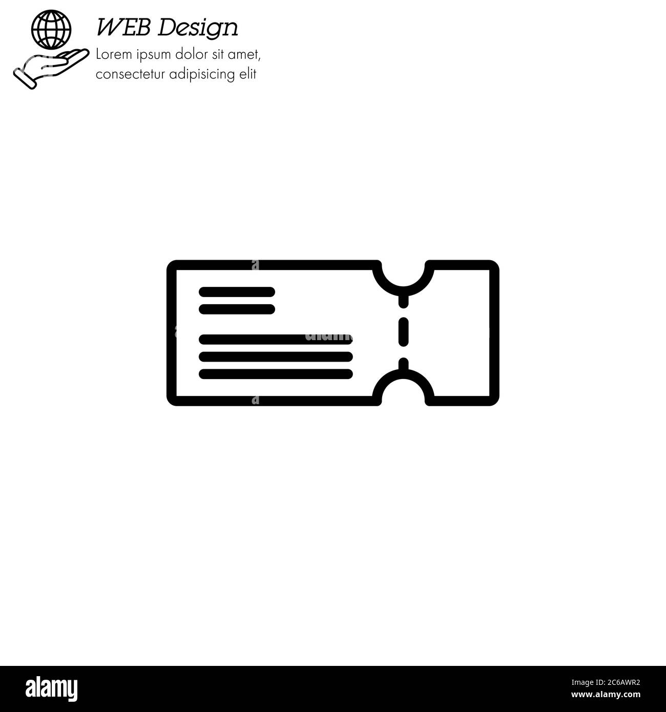 ligne fine de l'icône de ticket, linéaire, contour. Signe simple, logo. Illustration de Vecteur