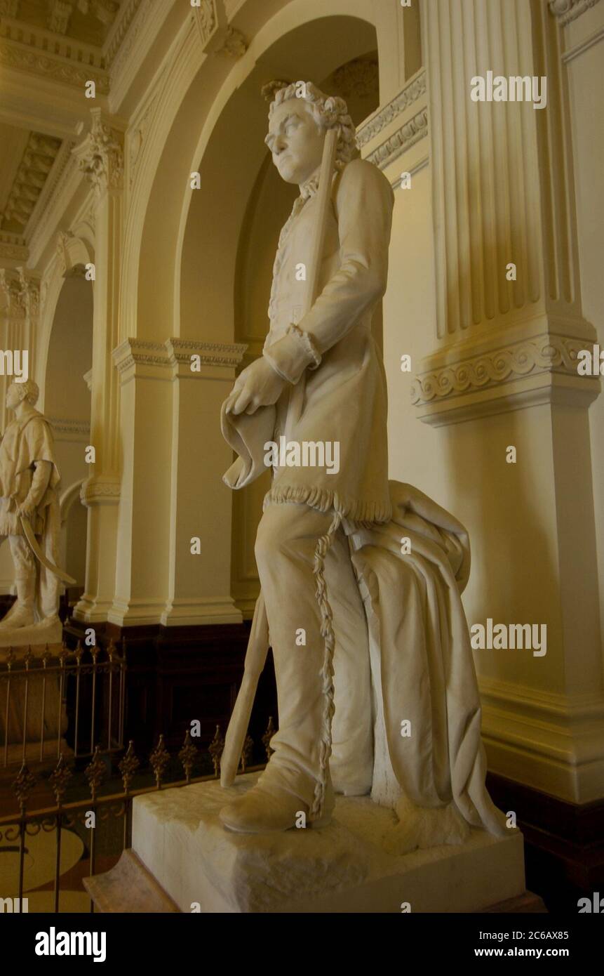 Austin, Texas États-Unis, février 28 2005 : statue en marbre de Stephen F. Austin, légende du Texas et fondateur, exposée au Capitole du Texas, créée par le sculpteur Elizabet Ney et exposée pour la première fois en 1903. ©Bob Daemmrich Banque D'Images