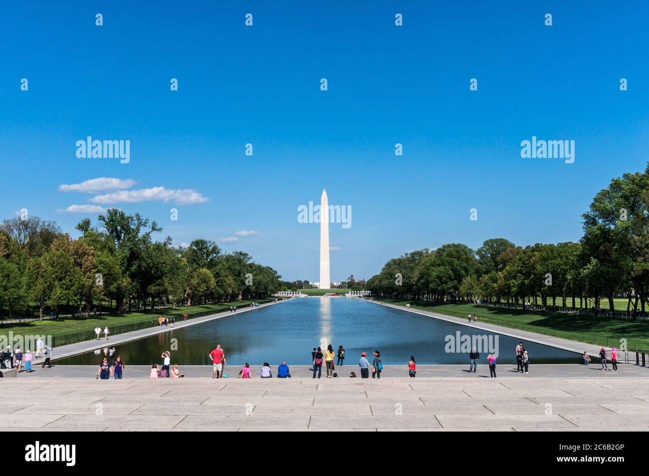 Lincoln Memorial Reflecting Pool à Washington DC avec Washington Monument en arrière-plan Banque D'Images