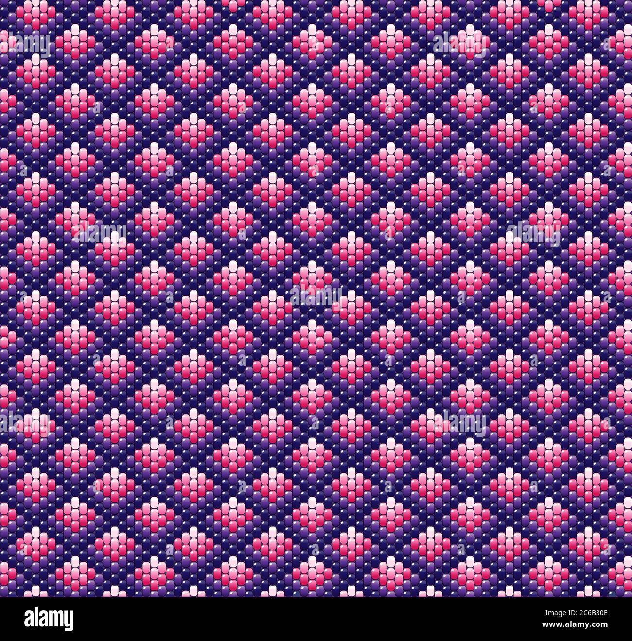 Illustration vectorielle de perles dans les tons de rose et de violet. Conception ethnique. Illustration de Vecteur