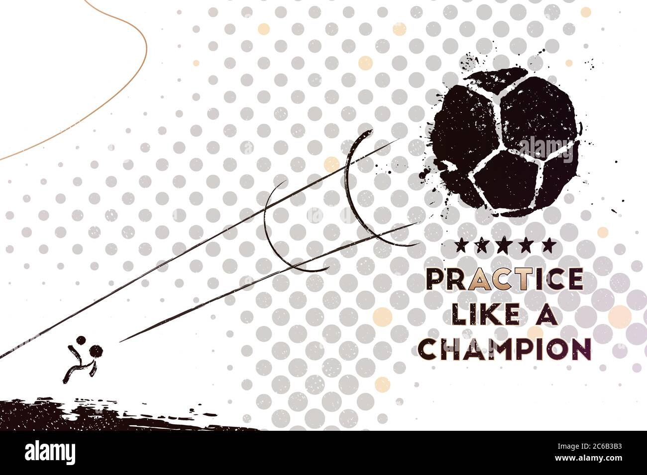 Entraînez-vous comme un champion. Illustration vectorielle d'un arrière-plan de football abstrait avec imprimé boule de football grunge pour votre conception Illustration de Vecteur