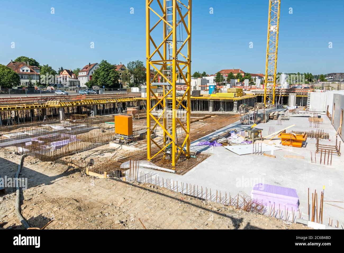 Fondations sur un chantier de construction Banque D'Images