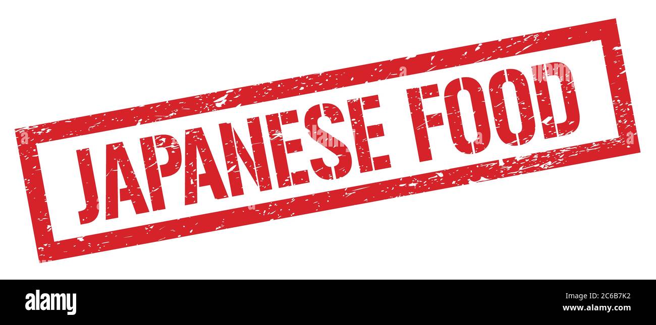 AFFICHE pour cachet rectangulaire ROUGE GRUNGY ALIMENTAIRE JAPONAIS. Banque D'Images