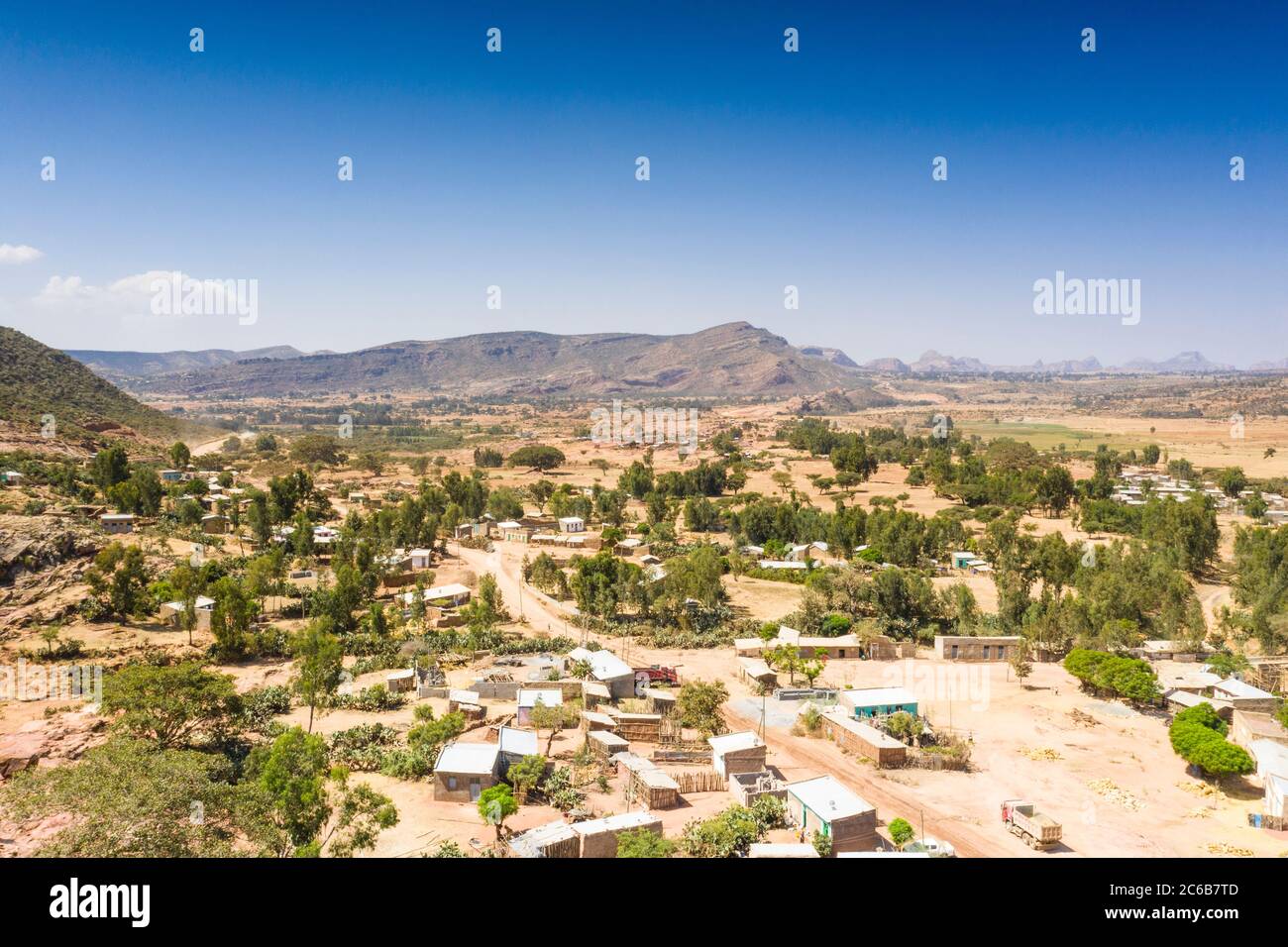 Village de Wukro près de l'ancienne église Abreha We Atsbeha, région du Tigray, Ethiopie, Afrique Banque D'Images
