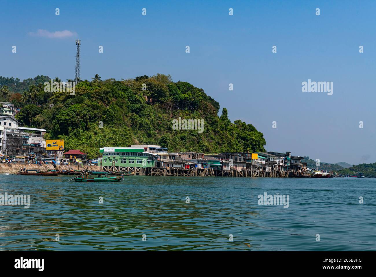 Le port de Kawthaung, Myanmar (Birmanie), Asie Banque D'Images