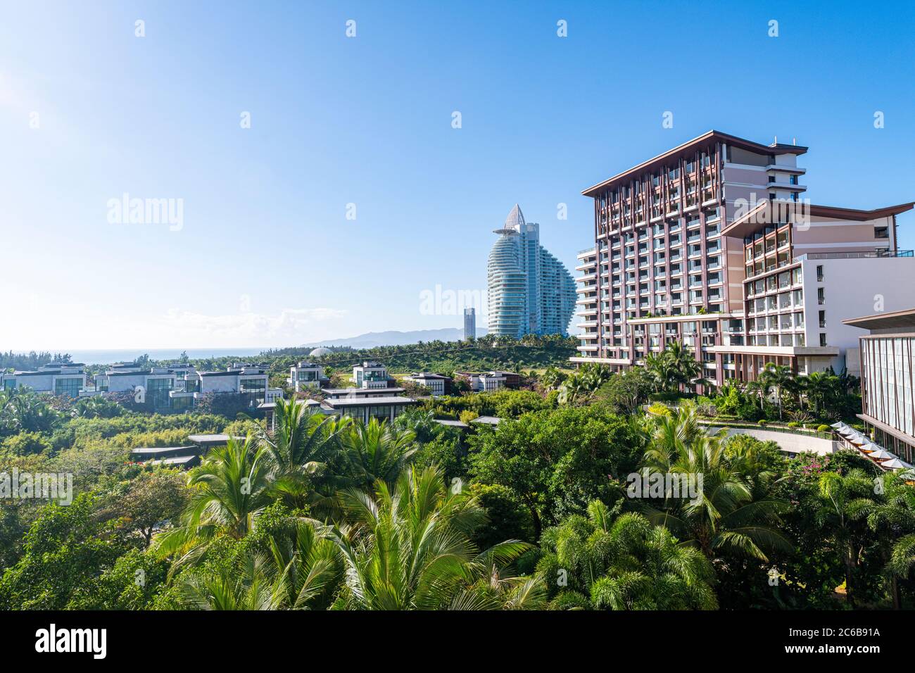 Hôtel de grande hauteur dans la baie de Haitang, Sanya, Hainan, Chine, Asie Banque D'Images