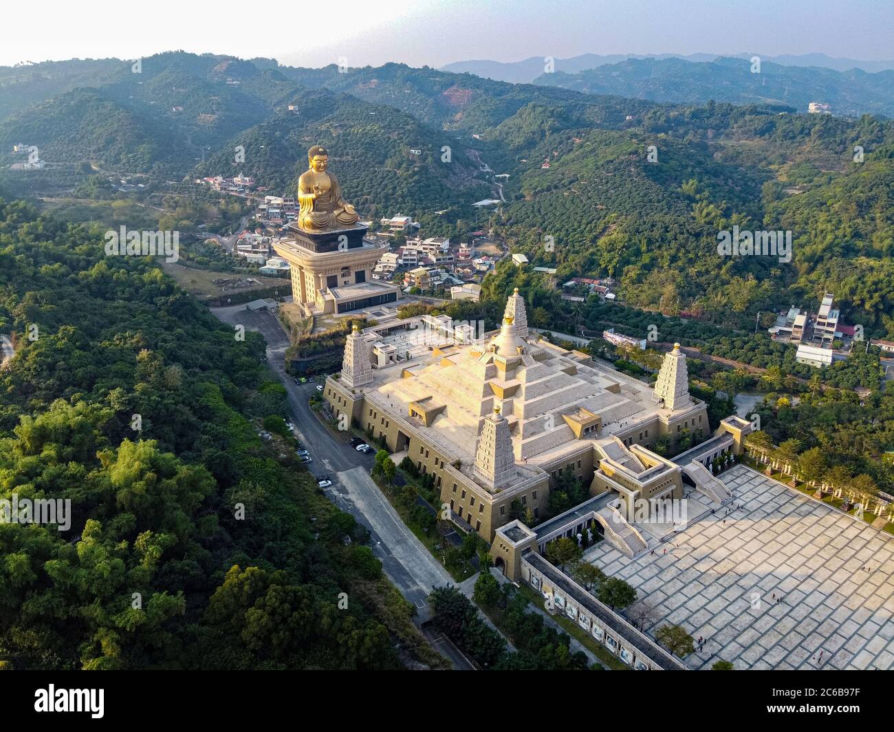 Antenne du monastère de FO Guang Shan, montagne de FO Guang (Shan), Taïwan, Asie Banque D'Images