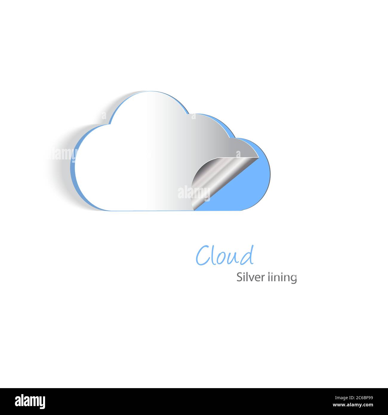 Découpes de papier d'un nuage avec doublure argentée. Concept d'hébergement dans le cloud et de date sans jamais perdre. Format vectoriel EPS10 avec mélanges, dégradés simples et tran Illustration de Vecteur