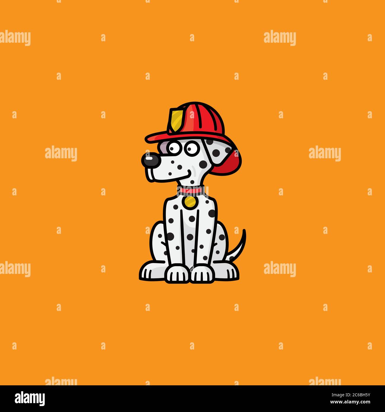 Illustration vectorielle de personnage de dessin animé de chien dalmatien de Firehouse pour la Journée de la sécurité incendie des animaux domestiques le 15 juillet Illustration de Vecteur