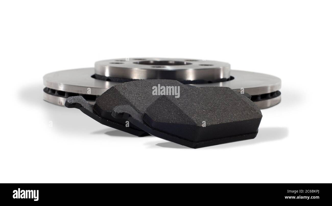Plaquettes de frein et disque de frein, deux plaquettes de frein et un nouveau disque de frein pour la voiture Banque D'Images