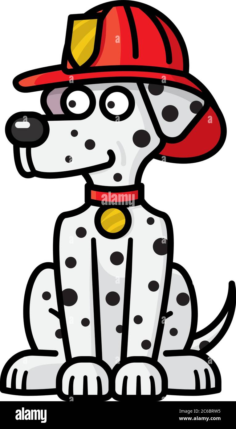 Illustration vectorielle isolée de personnage de dessin animé de chien dalmatien de Firehouse pour la Journée de la sécurité incendie des animaux domestiques le 15 juillet Illustration de Vecteur