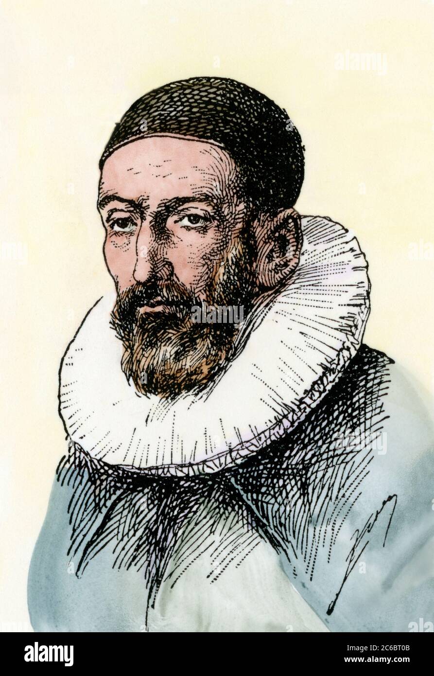 John Napier (ou néper), découvreur des logarithmes. Coupe de bois de couleur main Banque D'Images