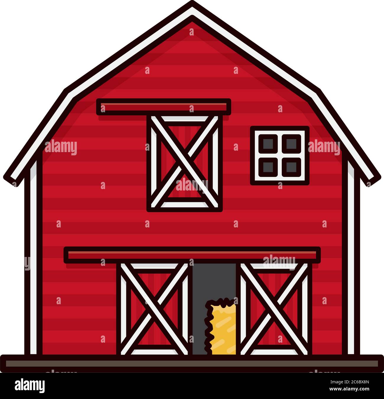 Illustration vectorielle traditionnelle américaine rouge pour le Barn Day du 12 juillet. Symbole de bâtiment agricole. Illustration de Vecteur
