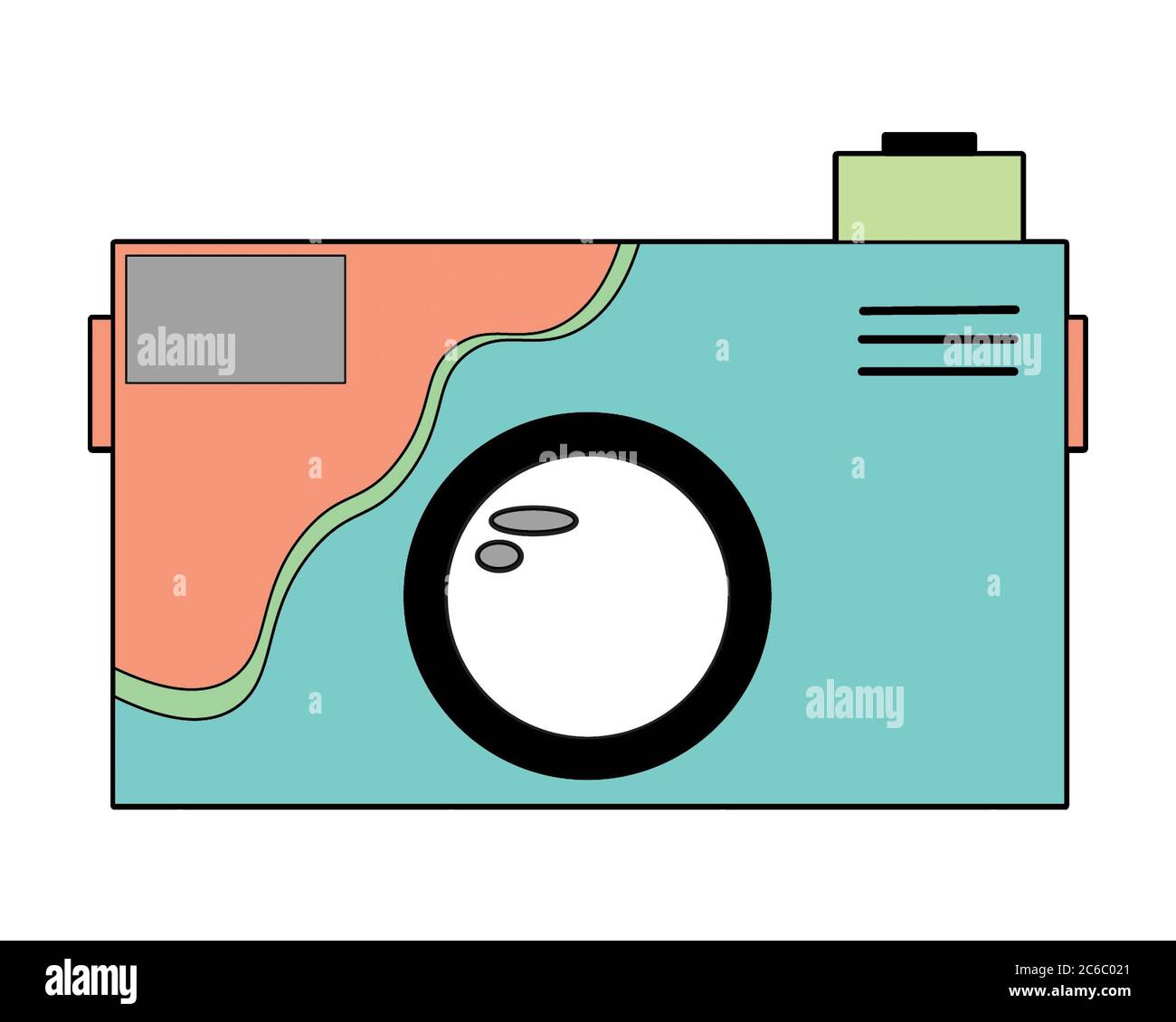 Illustration d'un appareil photo au design plat et fantaisiste dans des couleurs pastel Banque D'Images