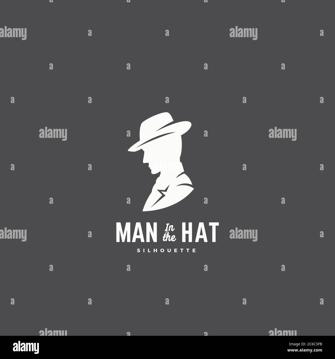 Homme dans le chapeau silhouette abstrait vecteur Emblem, modèle d'étiquette ou de logo avec Typographie rétro. Illustration de Vecteur