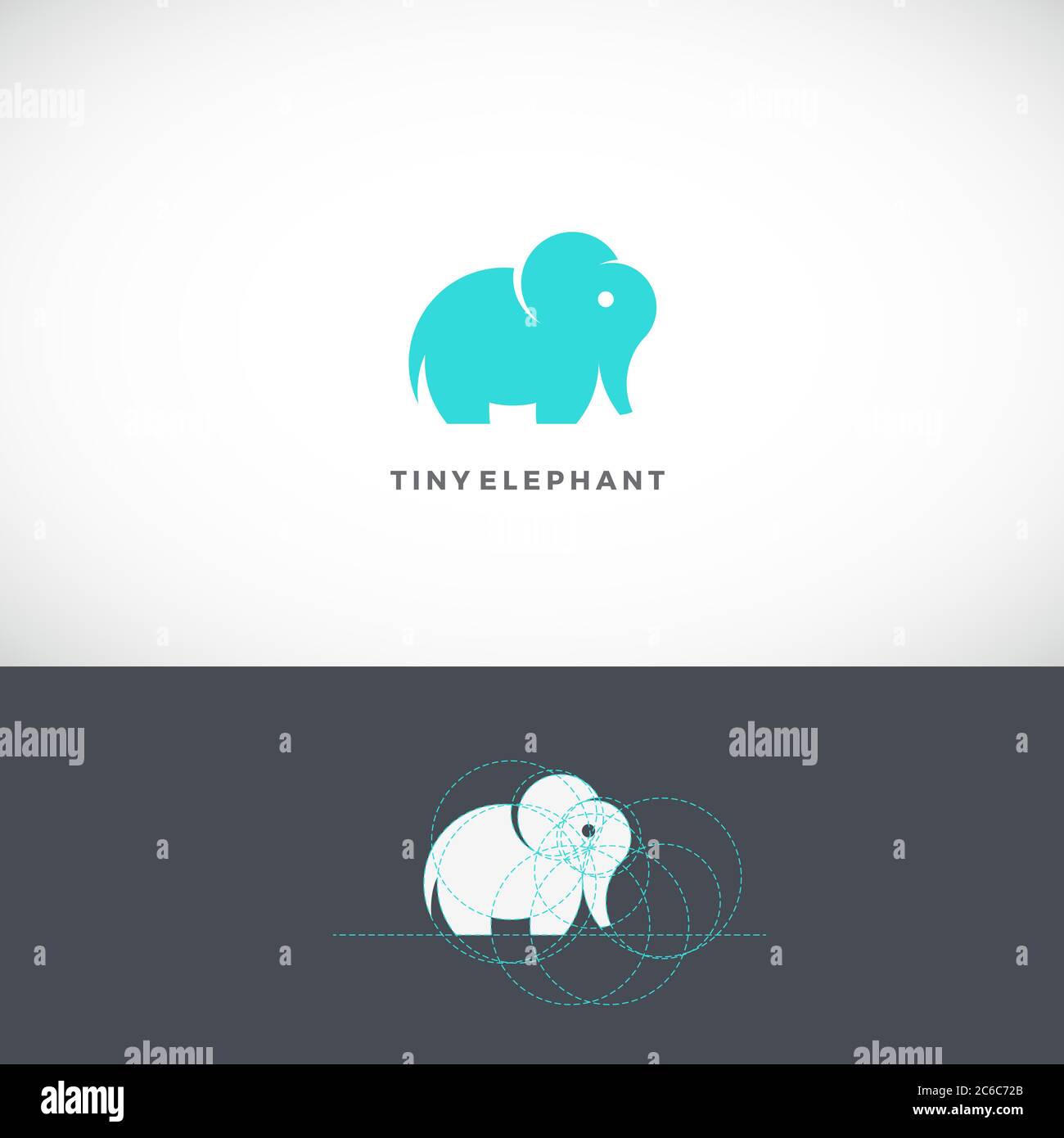 Modèle, signe ou icône de logo petit éléphant abstrait vectoriel. Dessiné avec l'aide de Golden ratio. Illustration de Vecteur