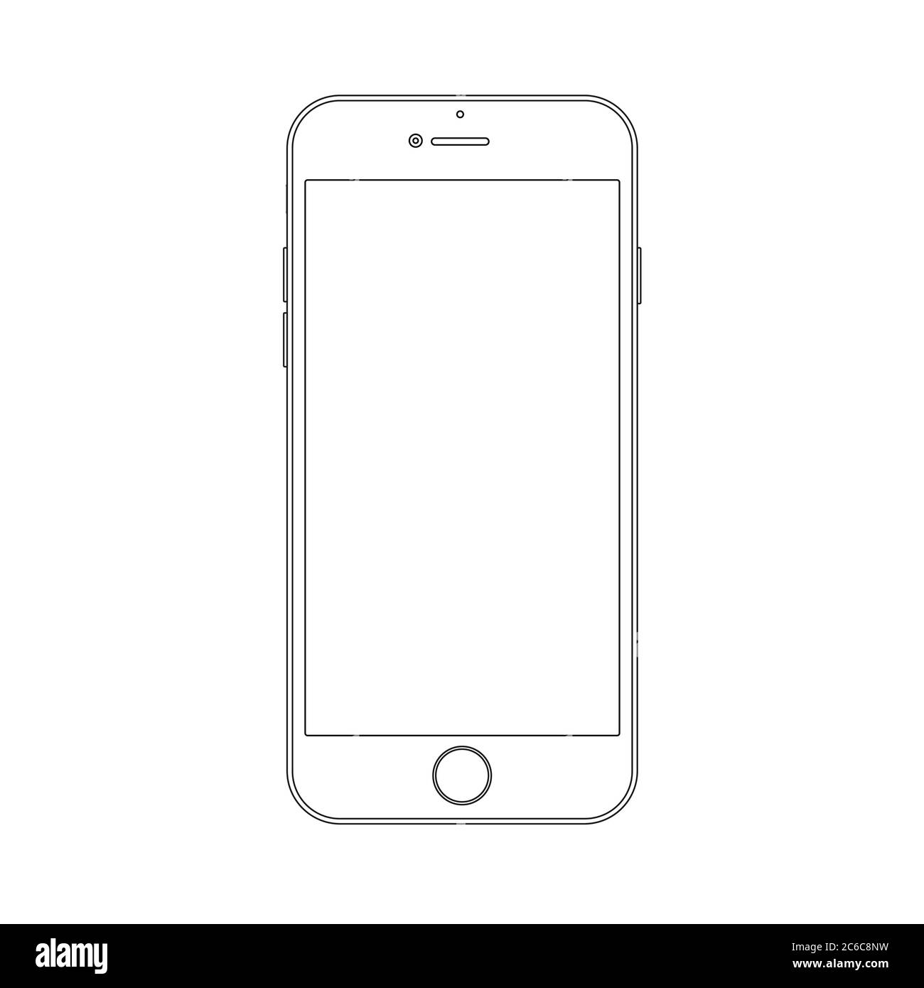 Smartphone Outline Drawing. Design élégant et fin isolé. Illustration de Vecteur