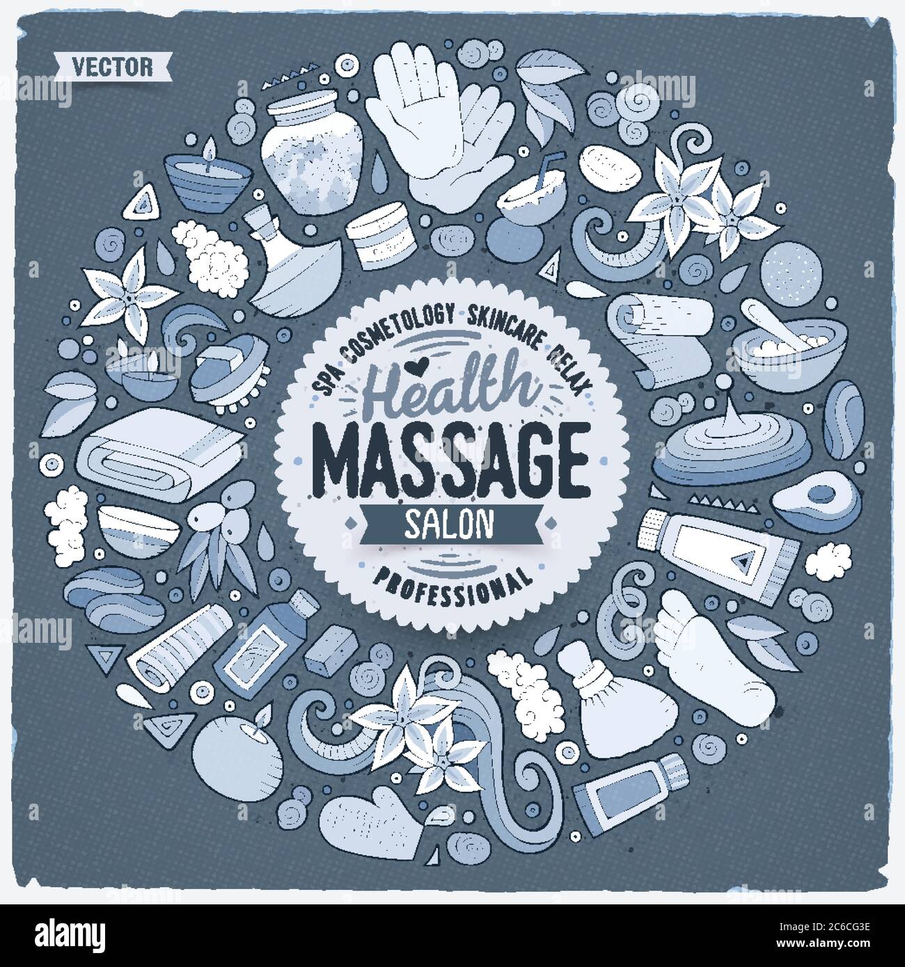 Ensemble vectoriel d'objets de dessin animé de massage Illustration de Vecteur
