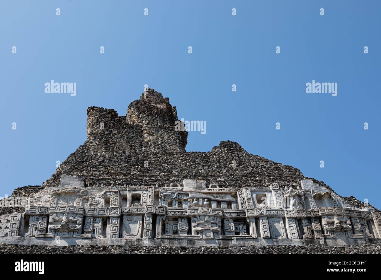 Ruine maya Xunantunich, district de Cayo, Belize Banque D'Images