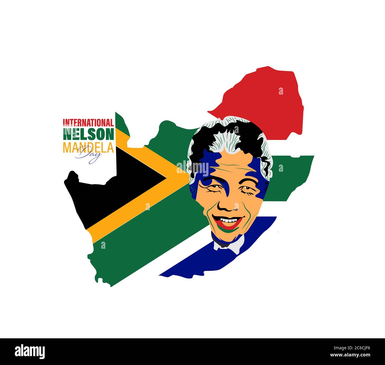 Journée internationale Nelson Mandela. Chef politique et philanthrope sud-africain, qui a été président de l'Afrique du Sud de 1994 à 1999. Port Illustration de Vecteur