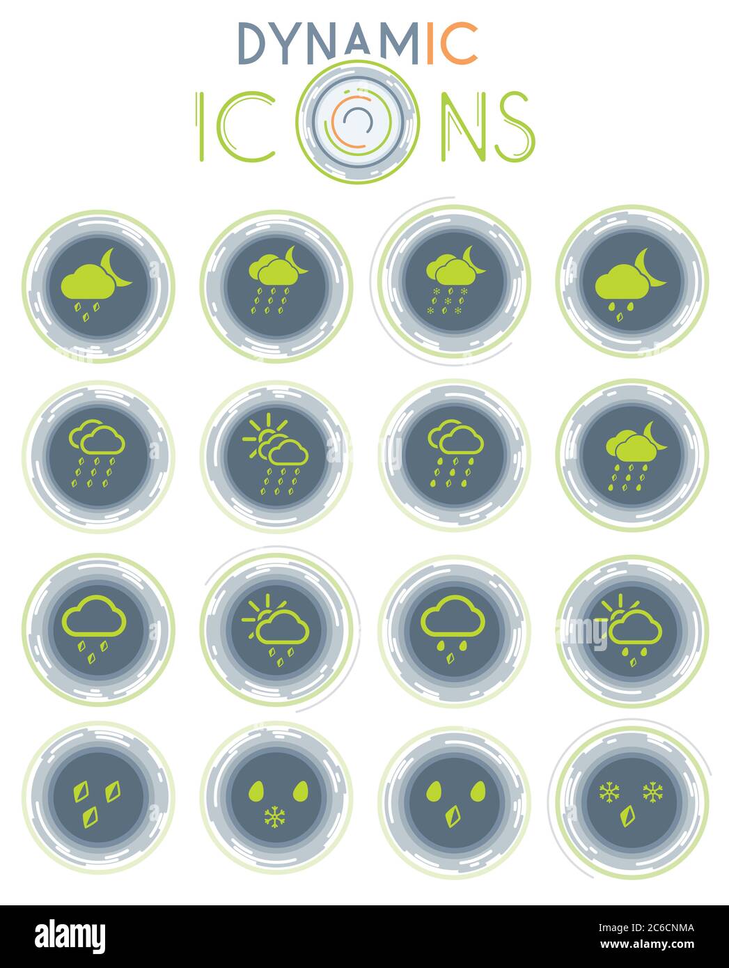 Icônes météo dynamiques Illustration de Vecteur