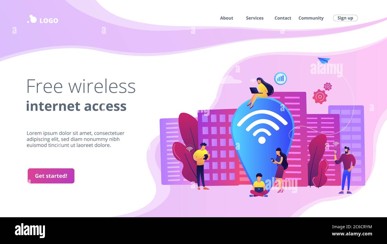 Page d'accueil du concept de point d'accès wi-fi public Illustration de Vecteur