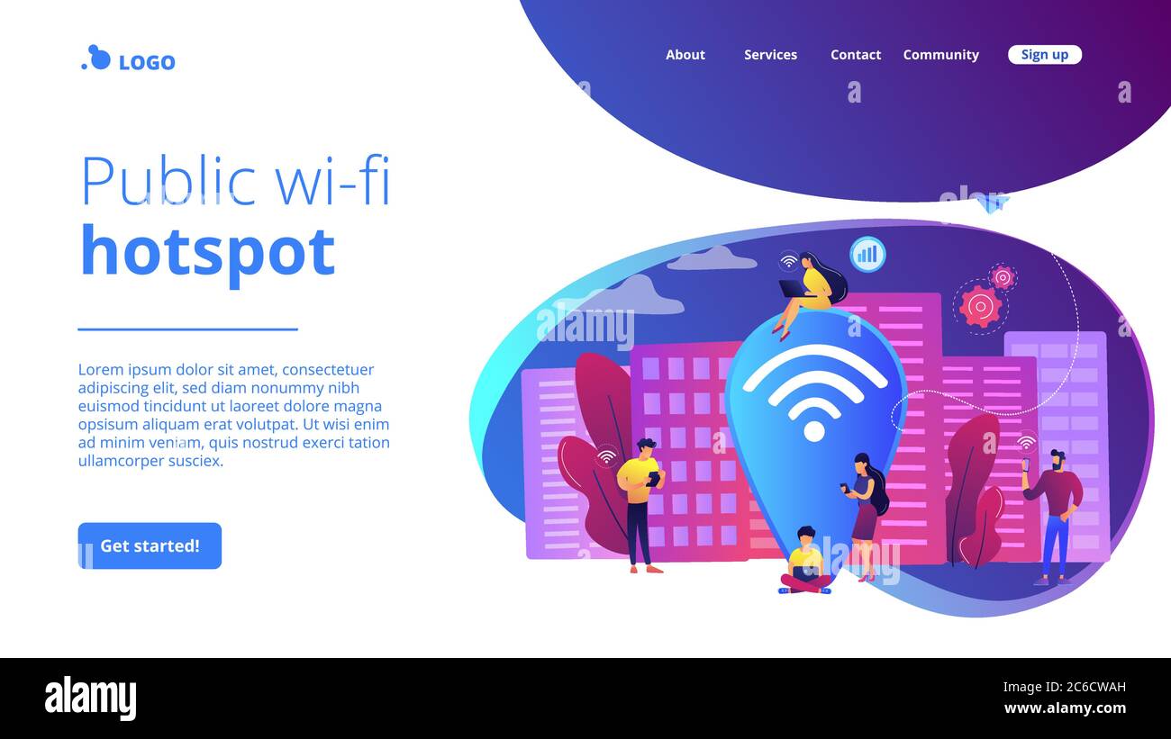 Page d'accueil du concept de point d'accès wi-fi public Illustration de Vecteur